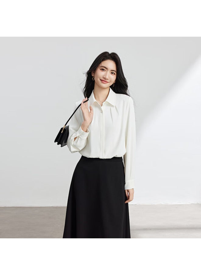 Lady Bird Miss Bird Blue Shirt Women's Professional Wear High-end Interview Formal Top Small Stature Daily Commute Inner Wear Long Sleeve Shirt - Image 2