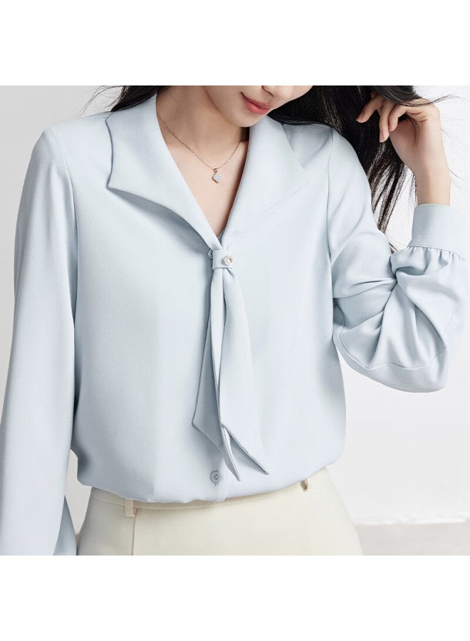 Lady Bird Miss Bird Blue Shirt Women's Professional Wear High-end Interview Formal Top Small Stature Daily Commute Inner Wear Long Sleeve Shirt - Image 4
