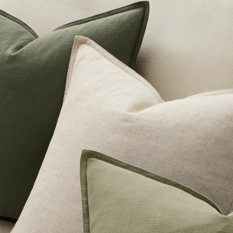 ANRODUO Pack of 2 Decorative Linen Pillow Covers Rifle Green Euro Sham Neutral Farmhouse Boho Soild Cushion Case Soft Accent Pillowcase for Couch Sofa Bedroom Living Room Home Decor 22 x 22 Inch - Image 3