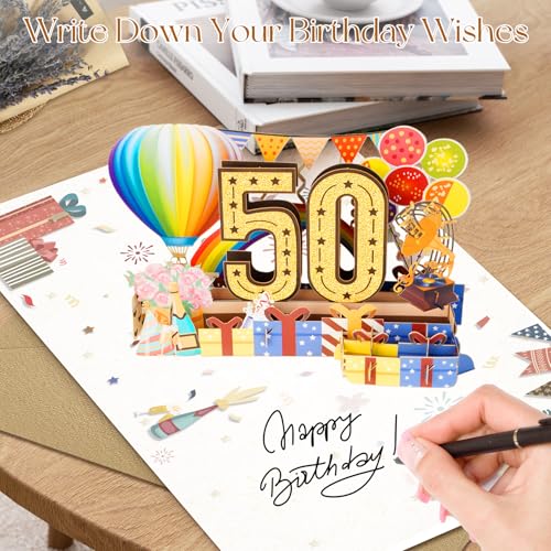 OLOSONG 50th Birthday Card for Men Women, 3D Pop Up 50th Birthday Gifts Cards for Him Her, Back In 1976 Funny 50 Year Old Birthday Decorations, Classy Vintage - Image 5