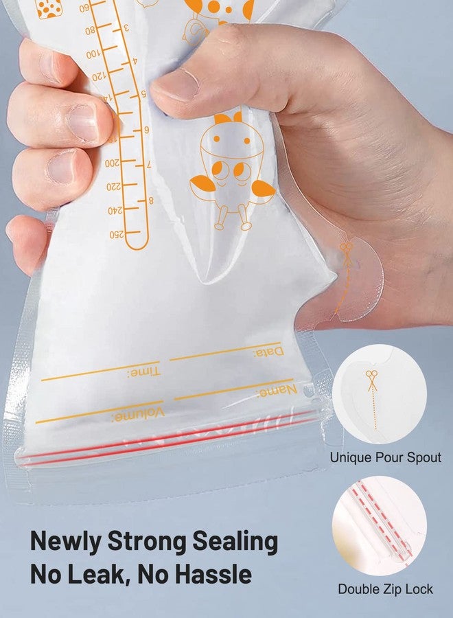 Mumgaroo Breastmilk Storage Bag Freezer, 8.5 OZ / 40 Pcs Breast Milk Storage Bags Freezer with Double Zip Lock, Self Standing, Pre-Sterilized Milk Storage Bags Breastmilk, Space Saving Flat Profile - Image 3