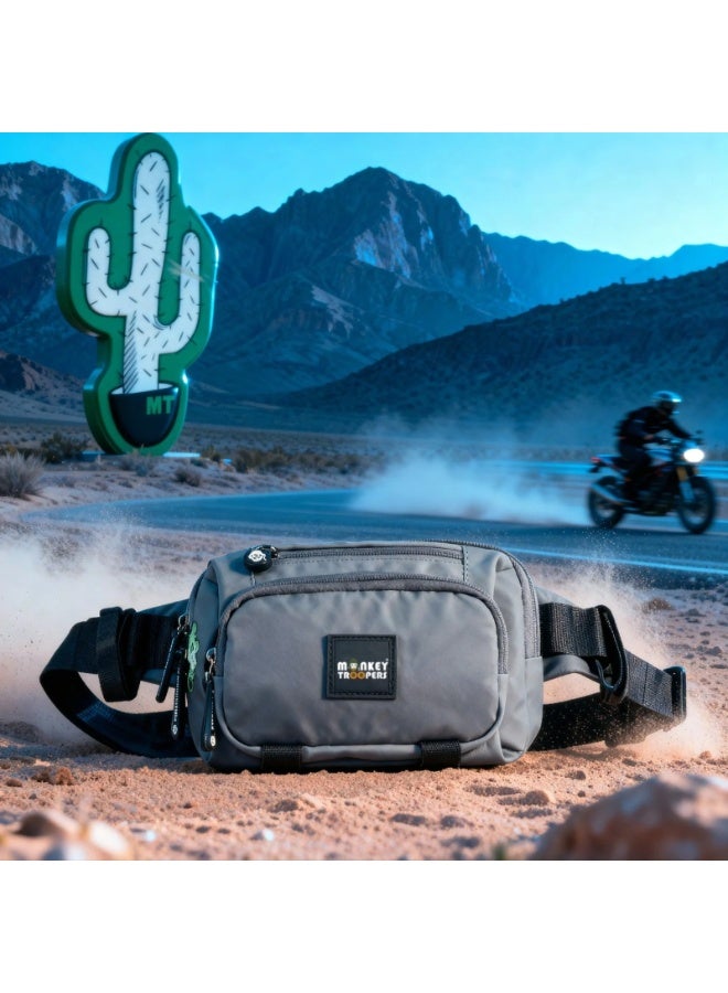 مونكي تروبرز حقيبة خصر مغناطيسية سبـي، قابلة للتثبيت على خزان الدراجة، مزودة بغطاء شفاف يعمل باللمس، مناسبة للسفر وركوب الدراجات للرجال، باللون الرمادي - Image 1