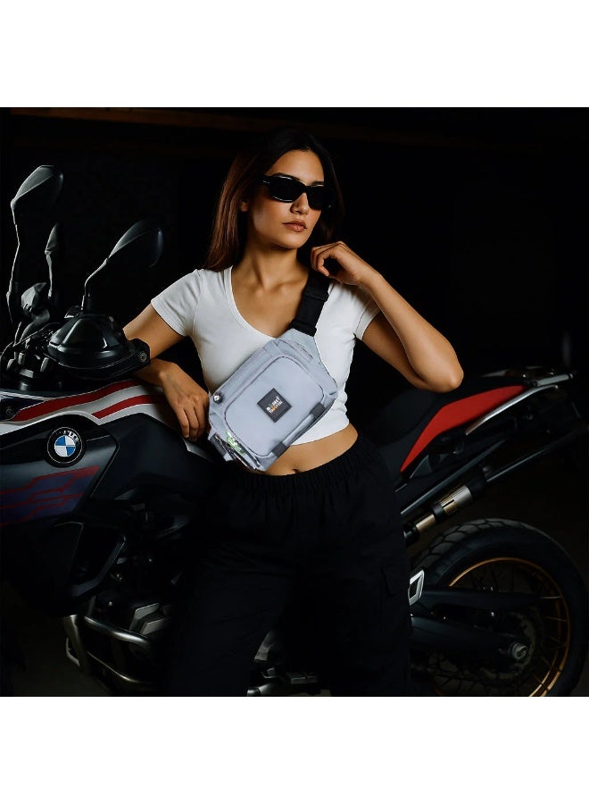 مونكي تروبرز حقيبة خصر مغناطيسية سبـي، قابلة للتثبيت على خزان الدراجة، مزودة بغطاء شفاف يعمل باللمس، مناسبة للسفر وركوب الدراجات للرجال، باللون الرمادي - Image 2