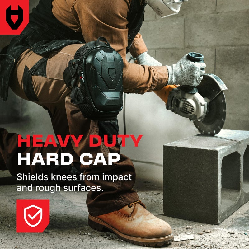 NoCry Professional Construction Knee Pads for Men and Women with Non-Slip Heavy Duty Cap and Ankle Support â€” Thick Foam and Gel Cushioning â€” Reinforced, Adjustable Straps and Military Grade Rivets - Image 3