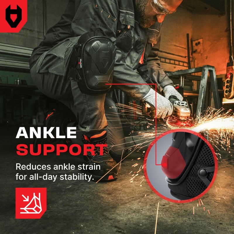 NoCry Professional Construction Knee Pads for Men and Women with Non-Slip Heavy Duty Cap and Ankle Support â€” Thick Foam and Gel Cushioning â€” Reinforced, Adjustable Straps and Military Grade Rivets - Image 5