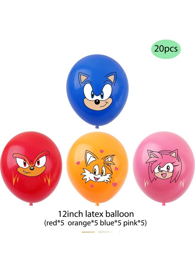 Zeemey - Sonic The Hedgehog Balloon Set with Happy Birthday Banner,Cake Topper,Hanging Spins,Perfect for Graduation Baby Shower Birthday Bachelorette Party Backdrop Decoration,Suitable for Indoor and Outdoor - Image 1