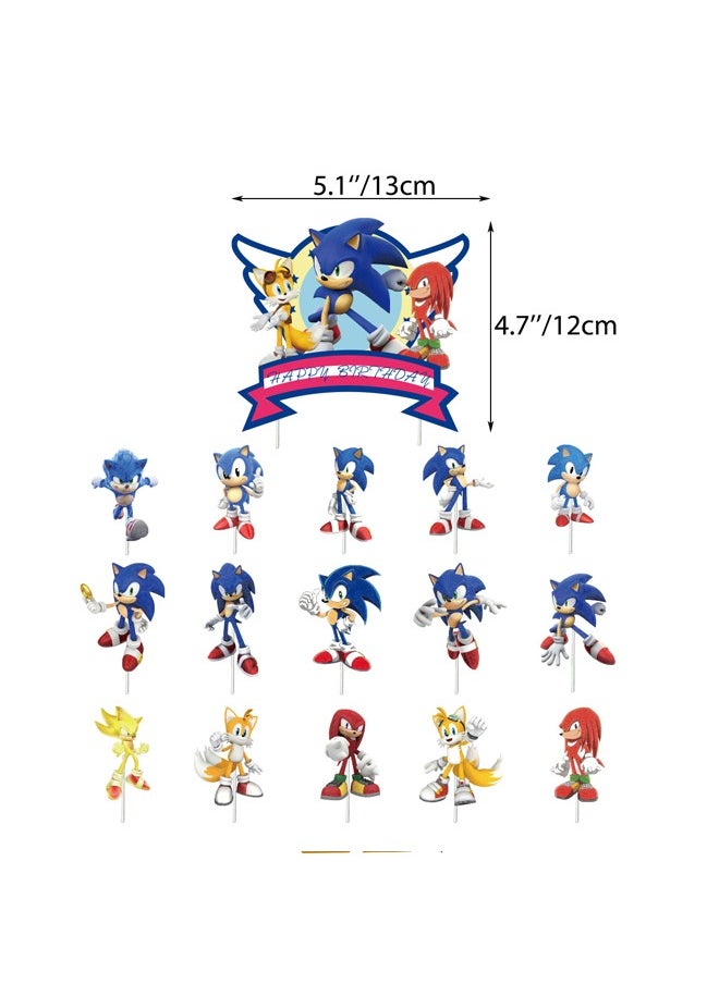 Zeemey - Sonic The Hedgehog Balloon Set with Happy Birthday Banner,Cake Topper,Hanging Spins,Perfect for Graduation Baby Shower Birthday Bachelorette Party Backdrop Decoration,Suitable for Indoor and Outdoor - Image 1