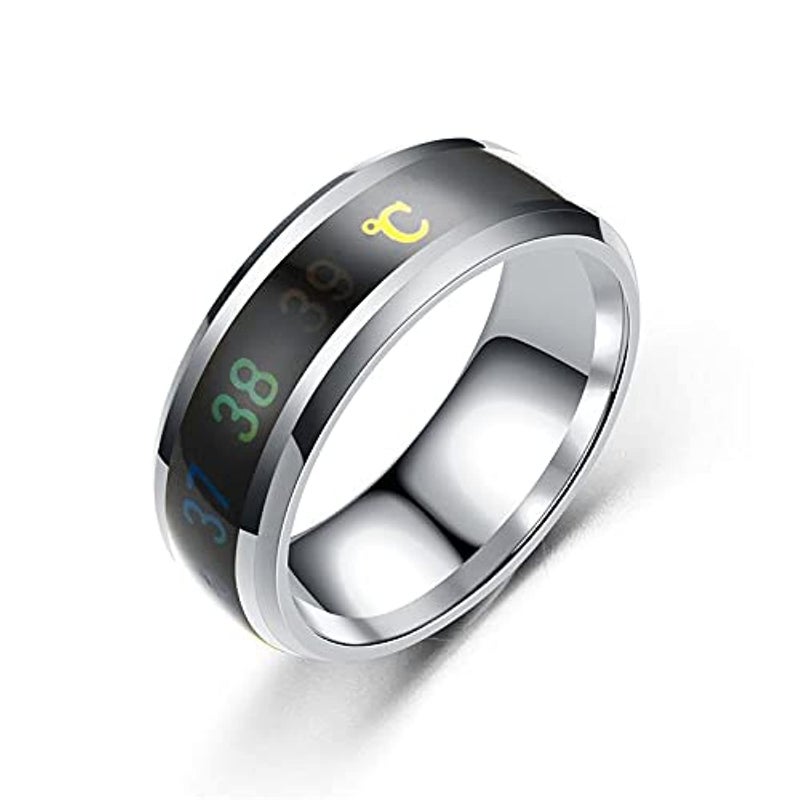 Unisex Temperature Measuring Body Smart Ring (Silver, 9)