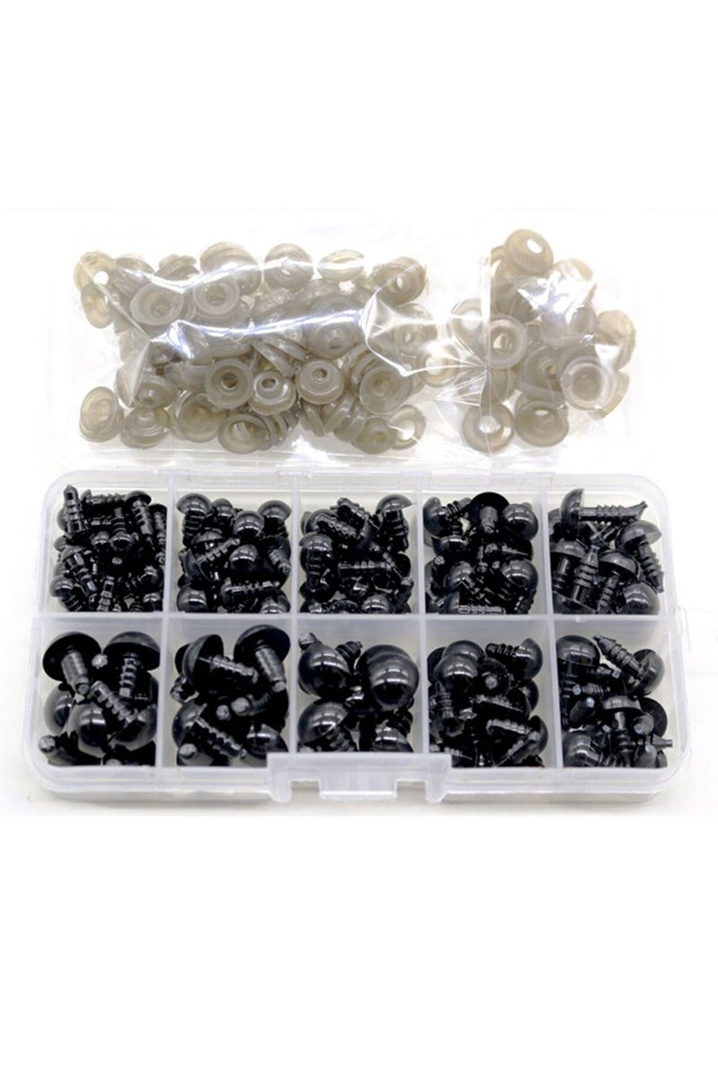 100 قطعة من عيون الدمى القطيفة السوداء الآمنة، مقاس 6-12 مم، إكسسوارات دمى، مقاس 10 مم، مناسبة لألعاب الأميغورومي، مقاس 6 مم، 8 مم، 12 مم