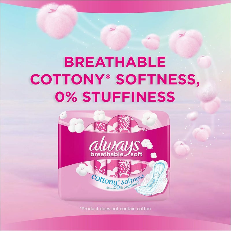 Always Breathable Soft Maxi Thick Sanitary Pads with Wings - 30 Count - Image 2