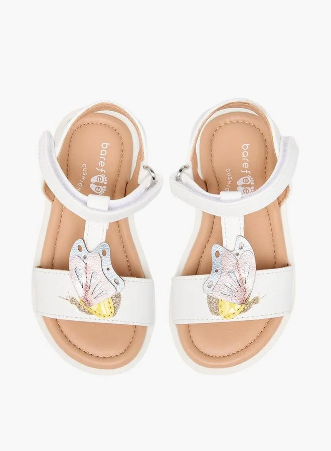 Barefeet Girls Butterfly Applique Hook & Loop Sandals
