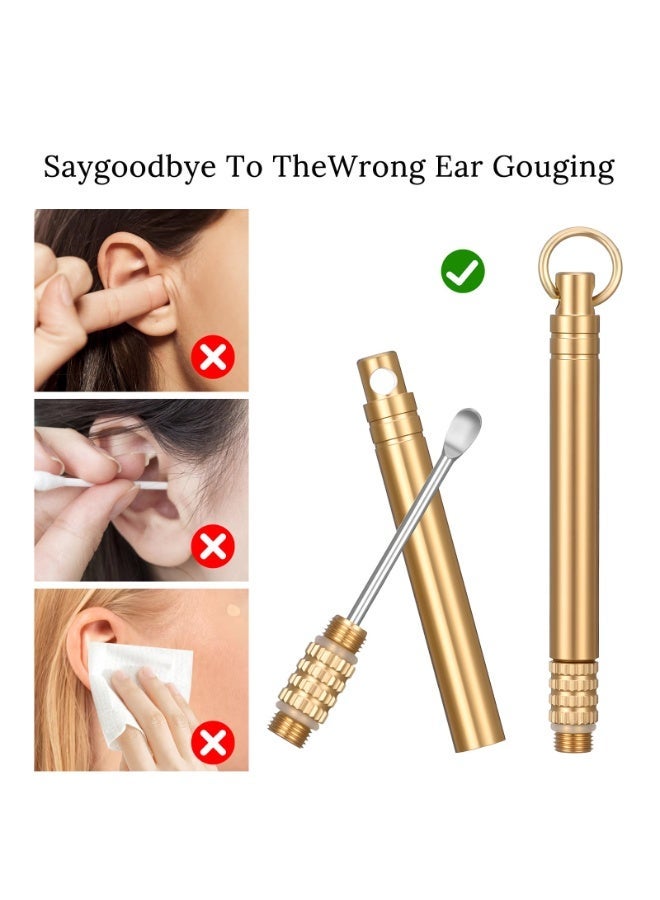 Ear Wax Removal Tool,Folding Type Titanium Alloy Ear-Pick Cleaner Portable Ear Wax Removal Tools Ear Spoon Attached A Key Ring - Image 3
