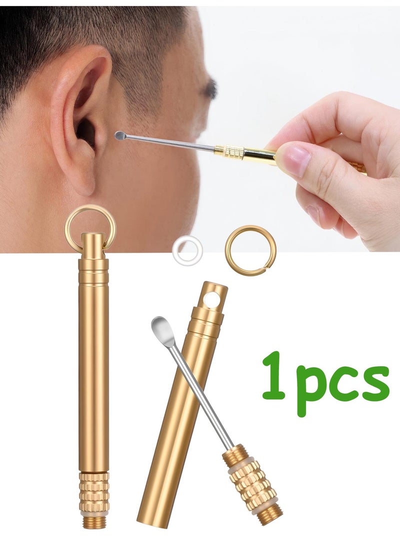Ear Wax Removal Tool,Folding Type Titanium Alloy Ear-Pick Cleaner Portable Ear Wax Removal Tools Ear Spoon Attached A Key Ring - Image 1
