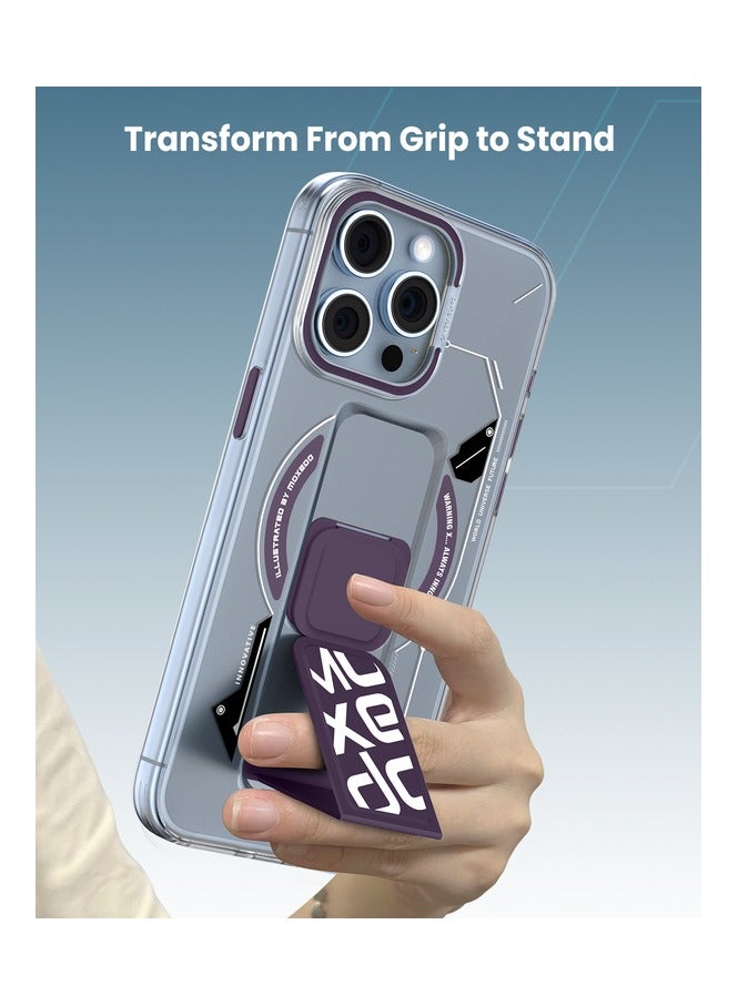 Moxedo Magnetic Protective Case Scratch Resistant Drop Protection with Built-in Extendable Grip Stand Compatible for iPhone 13 Pro Max 6.7 inch - Purple - Image 2