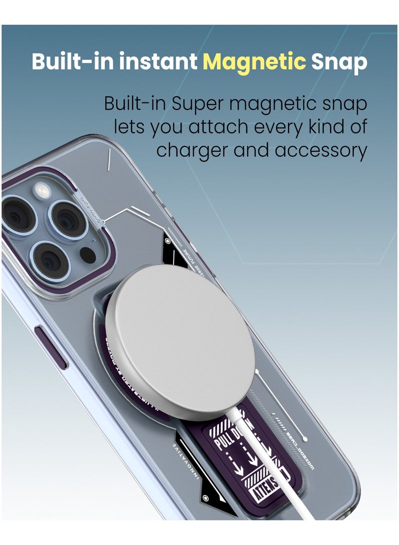 Moxedo Magnetic Protective Case Scratch Resistant Drop Protection with Built-in Extendable Grip Stand Compatible for iPhone 13 Pro Max 6.7 inch - Purple - Image 4