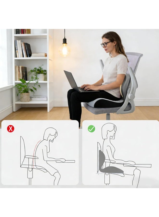 Arabest Lumbar Support Seat Cushion Memory Foam Pillow Set Ergonomic Sitting Pad Non-Slip Coccyx Orthopedic Lower Back Pillow with Washable Breathable Cover for Tailbone Pain Sciatica Relief Office Desk Chair - Image 2