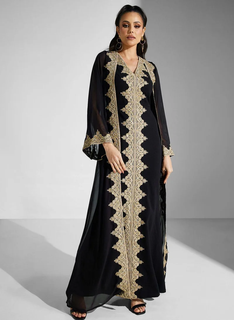 Golden Apple One Shoulder Split Dress
