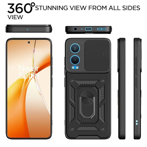 Pikkme Back Cover for OnePlus Nord Ce 4 Lite 5G | D10 Tough Armor | 360 Protection Case | Sliding Camera Shield Cover & Ring Holder Stand Bumper Case (Black) - Image 5