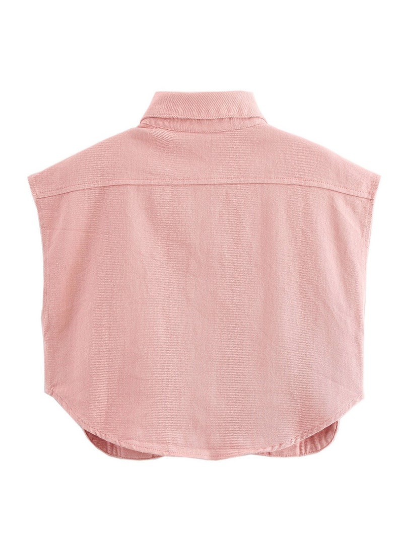 Shougu Sleeveless Cardigan Shirt Imitating Denim Top Jacket For Women - Image 2