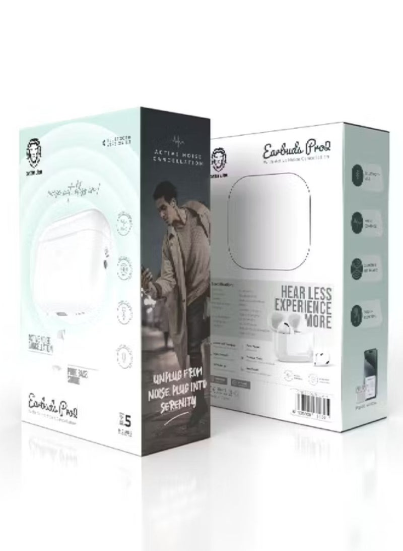 GREEN LION Earbuds Pro 2 with Active Noise Cancellation, Built-in Microphone, High-Excursion Driver Speaker, Wireless Charging, 5 Hours Working Time - White - Image 4