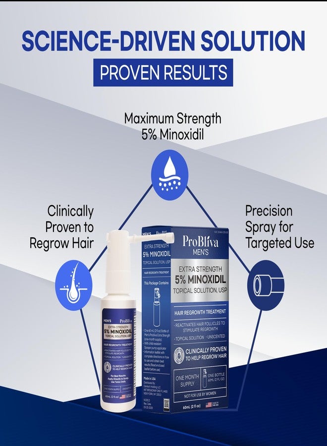 ProBliva Minoxidil Hair Growth Treatment for Men: Clinically Proven 5% Minoxidil Treatment for Hair Loss & Thinning - Extra Strength Hair Regrowth Treatment & Scalp Nourishment - Made in USA - 2 FL OZ - Image 3