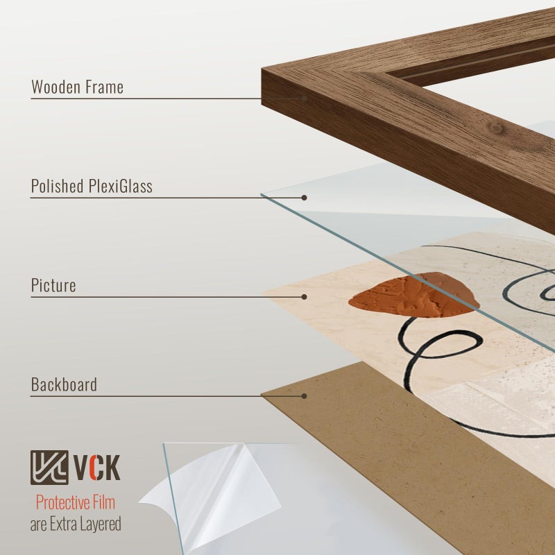 VCK 16x20 Picture Frames for Wall - Brown Walnut 3 Pack, Natural Textured Solid Wood Poster Frame - Image 5