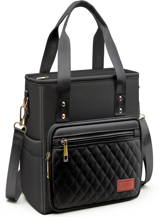 HOTOR Lunch Box for Women - Insulated Lunch Bag with Multiple Pockets, Portable Lunch Tote & Cooler with Handles & Adjustable Strap for Work, Picnic, Short Trip, 11.0" x 5.5" x 8.7", Black - Image 1