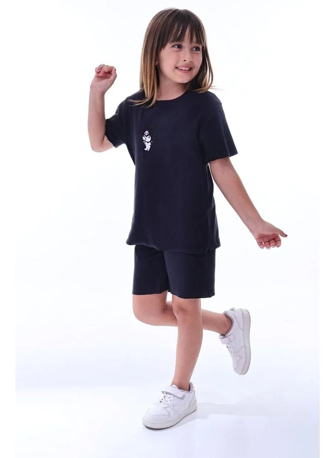 Zuzunga Ribana Baby Overlock Detailed Kuromi Embroidered Top and Bottom Set.