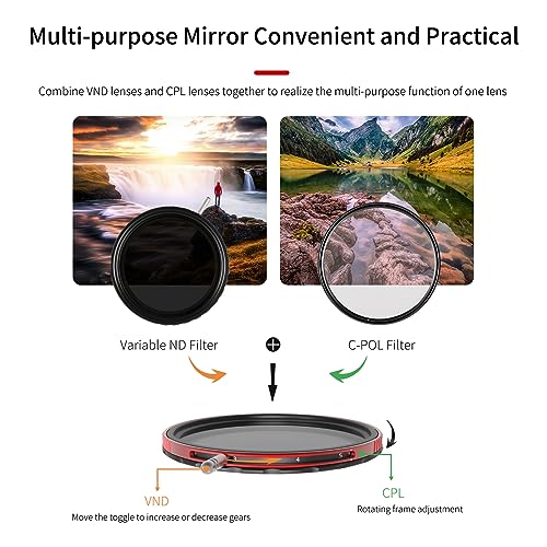 Haida 72mm VND+CPL 2 in 1 ND8-ND128 Adjustable Filter (3-7 Stops) for Camera Lens, Multi-Coating Nano-Coating Polarizer + Variable Neutral Density Filter with (Pro II-Series) - Image 3