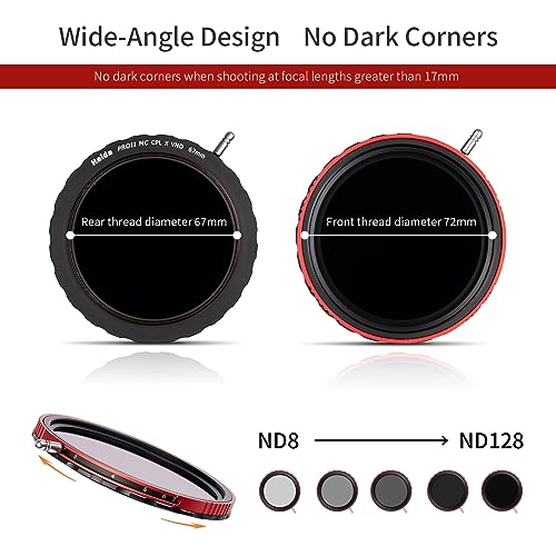Haida 72mm VND+CPL 2 in 1 ND8-ND128 Adjustable Filter (3-7 Stops) for Camera Lens, Multi-Coating Nano-Coating Polarizer + Variable Neutral Density Filter with (Pro II-Series) - Image 5