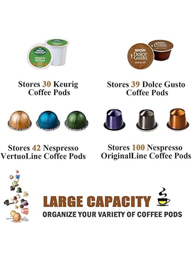 Coffee Pod Holder - Large Capacity K Cup and Espresso Pod Organizer, Keurig Kcup and Espresso Capsule Storage (Brown) - Image 5