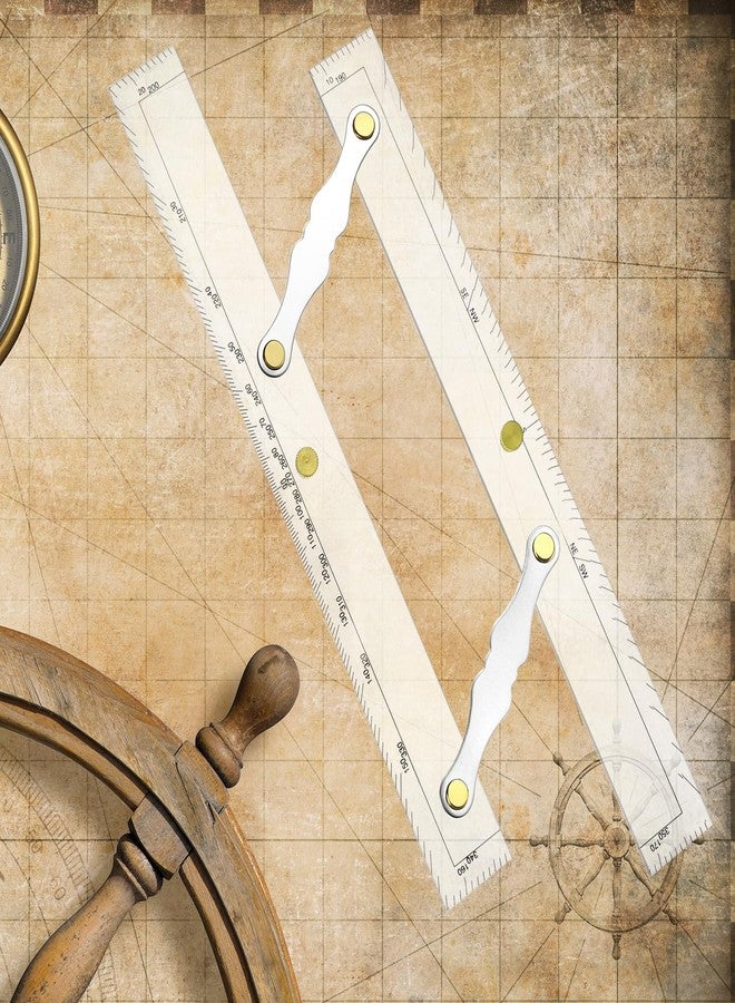 QWORK Parallel Ruler with Clear Markings, 12 in Navigation Plotting Tool, Clear Scale Nautical Plotter, Mapping Points to Pull Parallel Ruler - Image 4