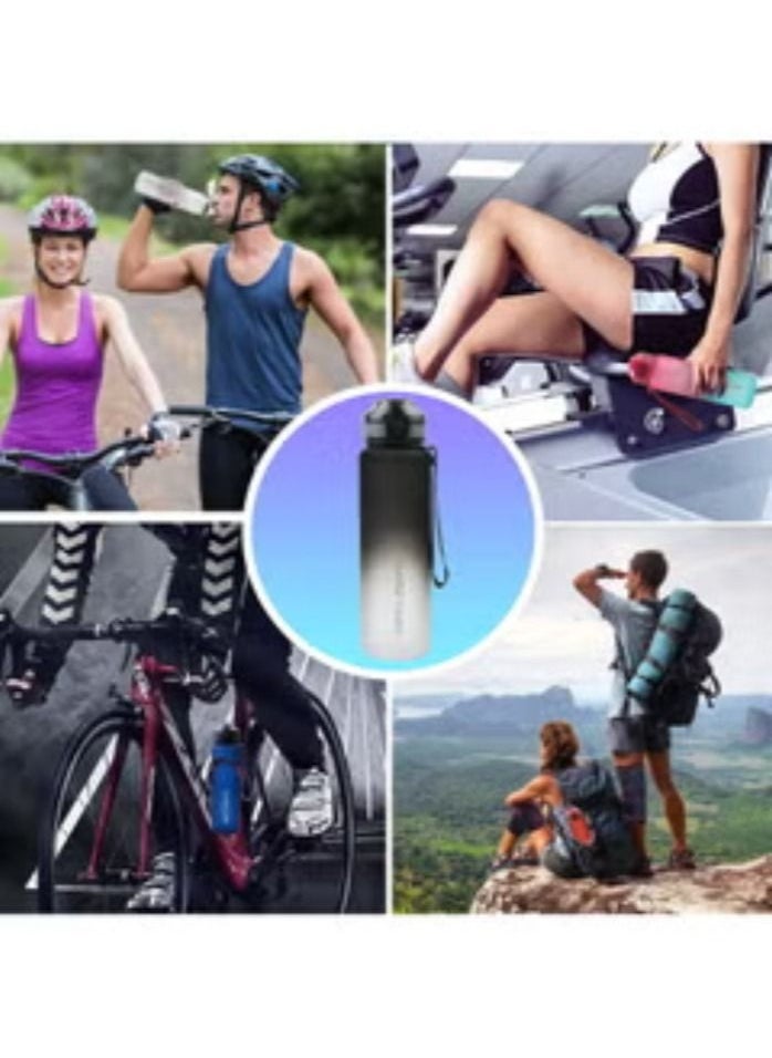 KANGZYUAN - Sports Water Bottle 1500ML High Capacity Protein Shaker Outdoor Travel Portable Leakproof Drinkware Plastic Drink Bottle BPA Free 1.5L Black and White - Image 1