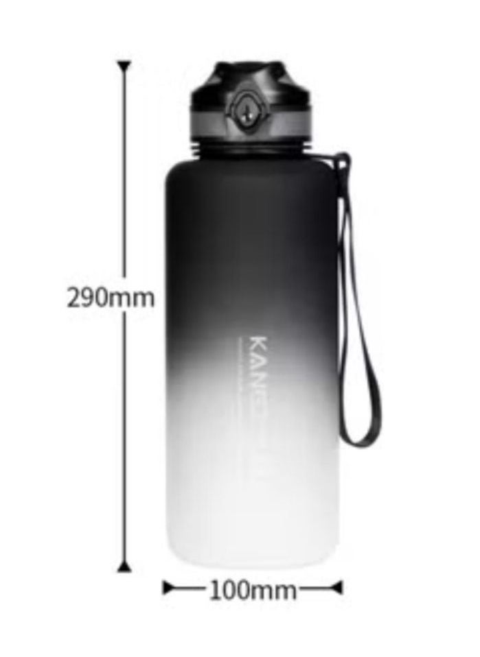 KANGZYUAN - Sports Water Bottle 1500ML High Capacity Protein Shaker Outdoor Travel Portable Leakproof Drinkware Plastic Drink Bottle BPA Free 1.5L Black and White - Image 1