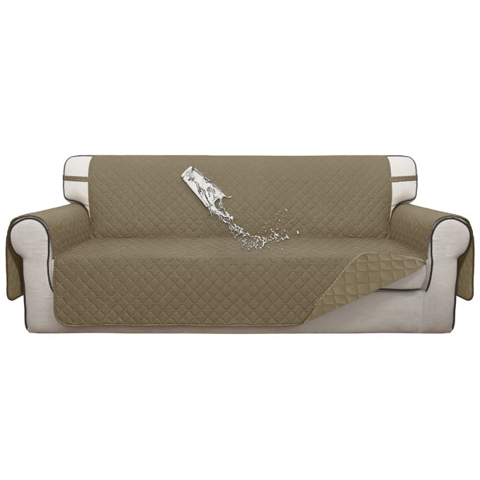 DOUBLE PROTECTION 100 WATERPROOF SOFA COVERS FOR LIVING ROOM COUCH COVERS FOR 3 CUSHION COUCH SOFA REVERSIBLE FURNITURE PROTECTOR SOFA COVER FOR DOGS OVERSIZED SOFA BEIGEBEIGE