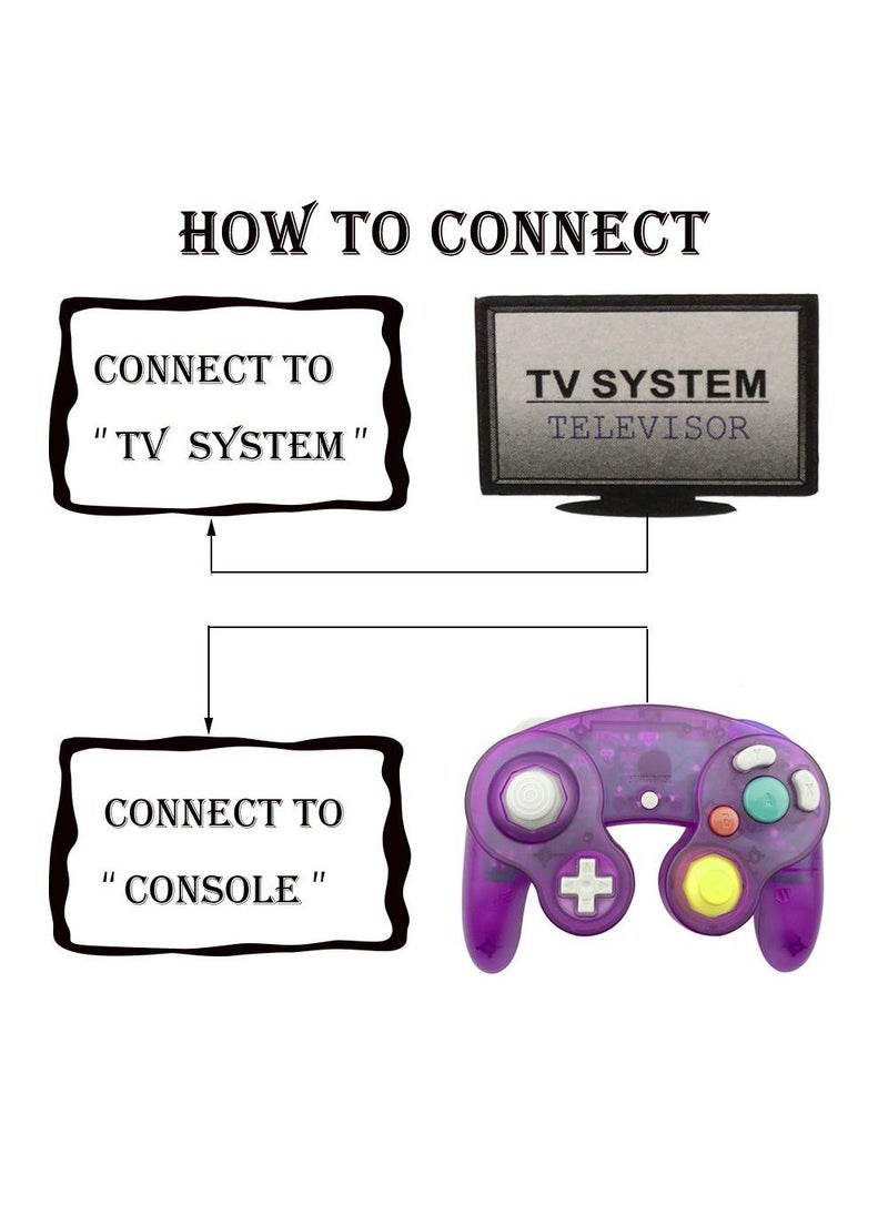 Sweet seven 2 Packs NGC Controllers - Classic Wired Controllers for Wii Game Cube - Clear Purple and Clear Blue - Multiplayer Gaming Convenience  - Image 2