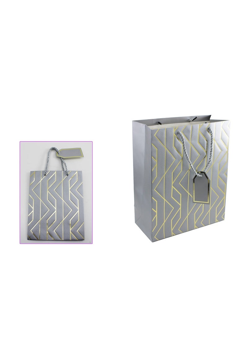 PARTY FUN Paper Gift Bag 18x10x23cm, Elegant Packaging for Special Moments Silver Color  - Image 2