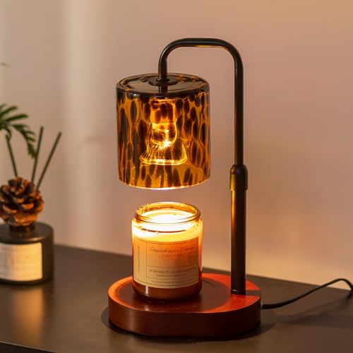 Candeldo Tortoise Shell Home Decor: Black Candle Warmer Lamp with Timer Vintage Leopard Lamp with 2 Bulbs Height Adjustable Candle Warmer Dimmable Mothers Day Women Gift - Image 1