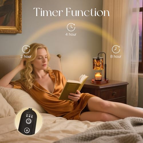 Candeldo Tortoise Shell Home Decor: Black Candle Warmer Lamp with Timer Vintage Leopard Lamp with 2 Bulbs Height Adjustable Candle Warmer Dimmable Mothers Day Women Gift - Image 5