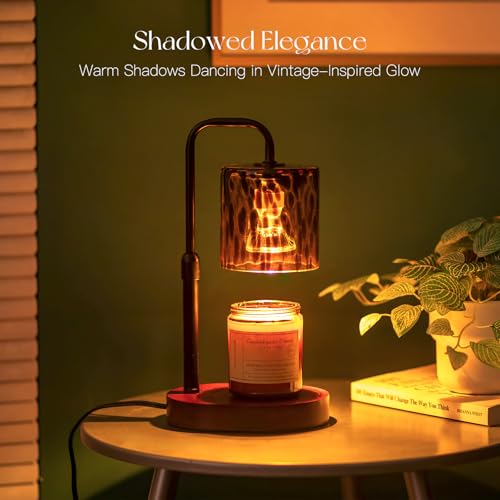 Candeldo Tortoise Shell Home Decor: Black Candle Warmer Lamp with Timer Vintage Leopard Lamp with 2 Bulbs Height Adjustable Candle Warmer Dimmable Mothers Day Women Gift - Image 3