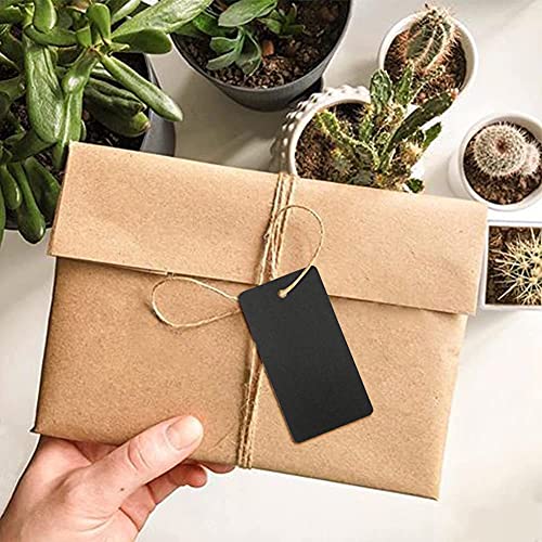 G2PLUS Black Gift Tags with String, 100PCS Blank Paper Hang Tags, 3.5x1.7 in Black Paper Tag, Rectangle Label for Gift Wrapping, DIY Arts & Crafts, Graduation, Halloween Party Favors - Image 5