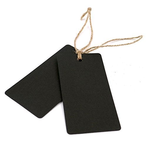G2PLUS Black Gift Tags with String, 100PCS Blank Paper Hang Tags, 3.5x1.7 in Black Paper Tag, Rectangle Label for Gift Wrapping, DIY Arts & Crafts, Graduation, Halloween Party Favors - Image 4