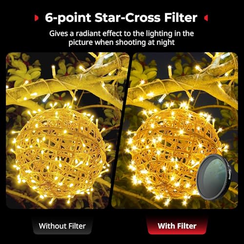 SmallRig Filter Kit for DJI Osmo Action 5 Pro/4, 5-in-1 Lens Filter Set with 1/4 Black Mist, ND16/CPL, Star-Cross, Film Simulator & Silicone Cover, Snap-On Mount, Rainbow High-Alumina Glass-5412 - Image 4