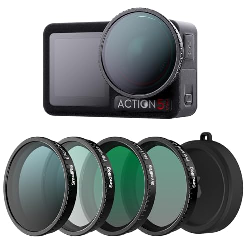 SmallRig Filter Kit for DJI Osmo Action 5 Pro/4, 5-in-1 Lens Filter Set with 1/4 Black Mist, ND16/CPL, Star-Cross, Film Simulator & Silicone Cover, Snap-On Mount, Rainbow High-Alumina Glass-5412 - Image 1
