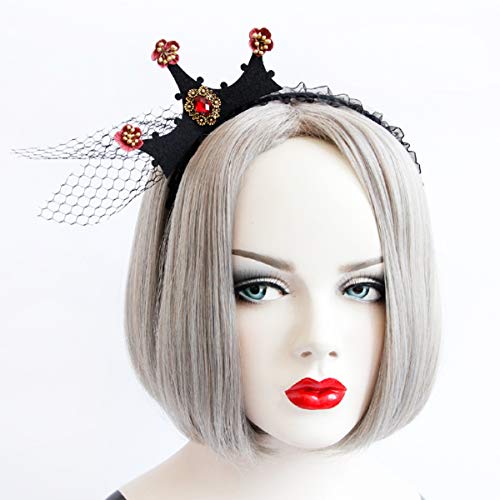 LSHDXD Halloween Headband for Women ，Baroque retro crown Headband with Lace Veil Hair bands for Halloween Decorations Party Supplies Queen Dress Up - Image 1
