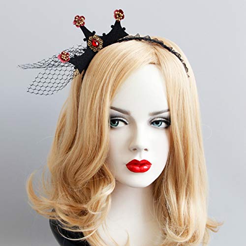 LSHDXD Halloween Headband for Women ，Baroque retro crown Headband with Lace Veil Hair bands for Halloween Decorations Party Supplies Queen Dress Up - Image 2
