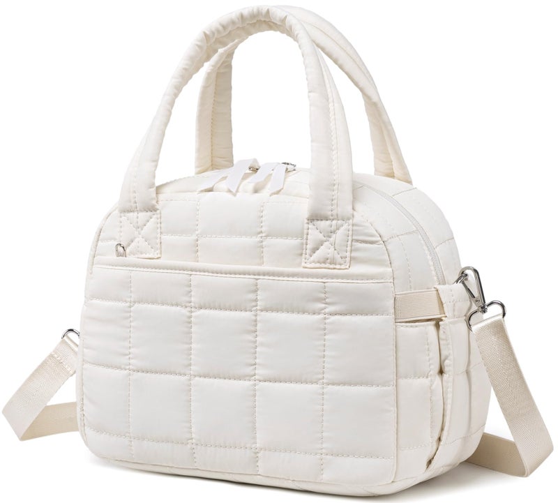 LEDAOU Lunch Box for Women Lunch bag Quilted Puffer Lunch Box with Adjustable Strap Insulated Reusable LunchBox for Work School Picnic Travel