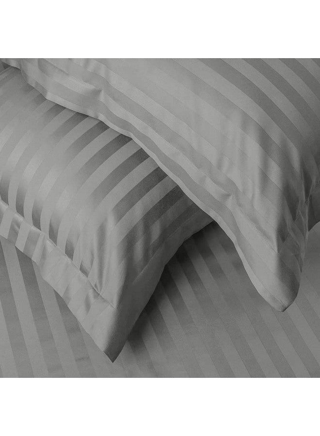 BSB HOME® 220 TC Premium Glace Cotton Solid Striped Pillow Covers | Super Soft and Breathable Envelope Closure| Set of 2 Pieces Pillow Covers King Size (Grey, 20 x 30 Inches) - Image 5