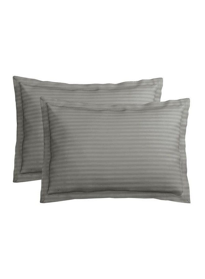 BSB HOME® 220 TC Premium Glace Cotton Solid Striped Pillow Covers | Super Soft and Breathable Envelope Closure| Set of 2 Pieces Pillow Covers King Size (Grey, 20 x 30 Inches) - Image 1