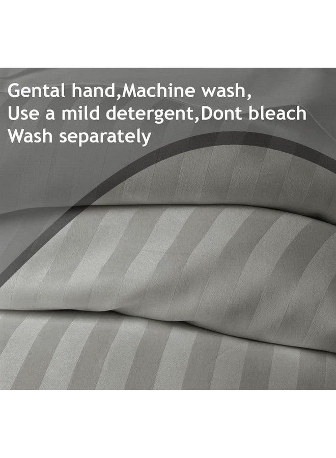 BSB HOME® 220 TC Premium Glace Cotton Solid Striped Pillow Covers | Super Soft and Breathable Envelope Closure| Set of 2 Pieces Pillow Covers King Size (Grey, 20 x 30 Inches) - Image 4